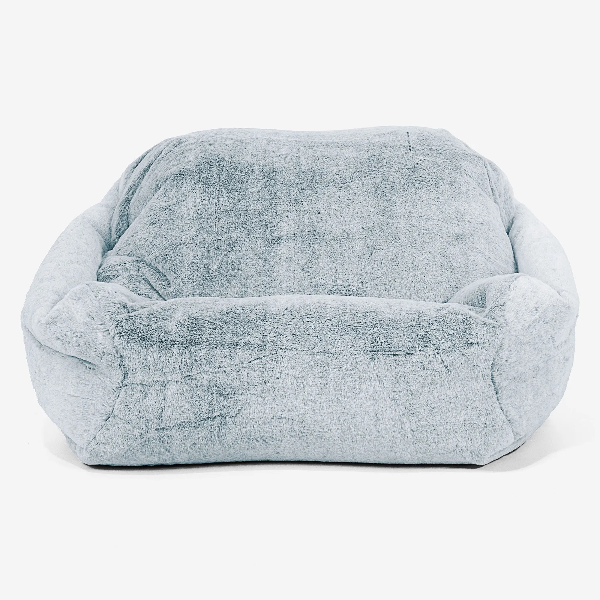 Sabine Bean Bag Armchair - Fluffy Faux Fur Rabbit Dusty Blue