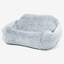 Sabine Bean Bag Armchair - Fluffy Faux Fur Rabbit Dusty Blue