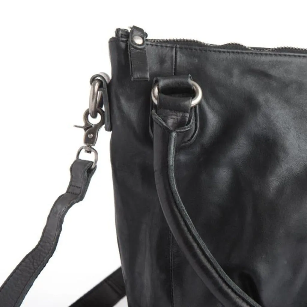 Stitch & Hide Santa Monica Leather Shoulder Bag Black