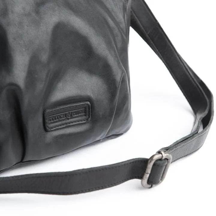 Stitch & Hide Santa Monica Leather Shoulder Bag Black