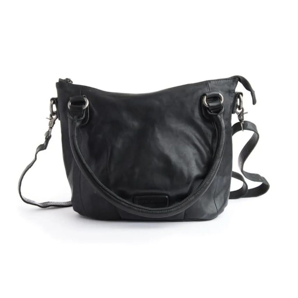 Stitch & Hide Santa Monica Leather Shoulder Bag Black