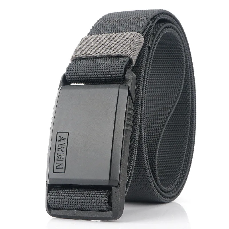 Tactical Nylon Waistband Men's Quick Release Automatic Buckle Belt Casual Stretch Pant Belt