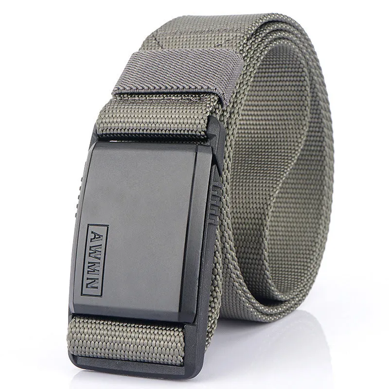 Tactical Nylon Waistband Men's Quick Release Automatic Buckle Belt Casual Stretch Pant Belt