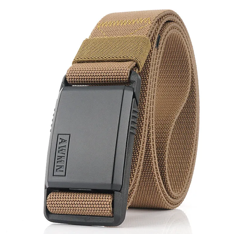 Tactical Nylon Waistband Men's Quick Release Automatic Buckle Belt Casual Stretch Pant Belt