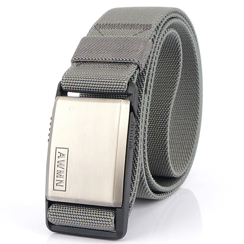 Tactical Nylon Waistband Men's Quick Release Automatic Buckle Belt Casual Stretch Pant Belt