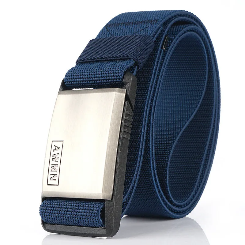 Tactical Nylon Waistband Men's Quick Release Automatic Buckle Belt Casual Stretch Pant Belt