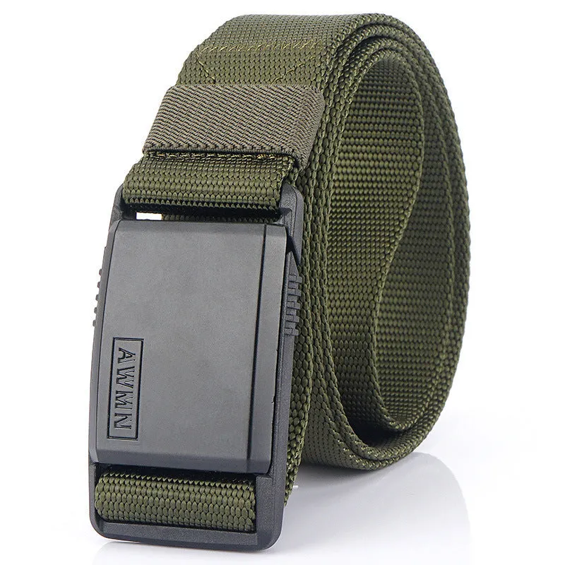 Tactical Nylon Waistband Men's Quick Release Automatic Buckle Belt Casual Stretch Pant Belt