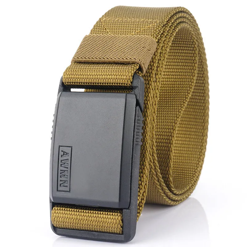 Tactical Nylon Waistband Men's Quick Release Automatic Buckle Belt Casual Stretch Pant Belt