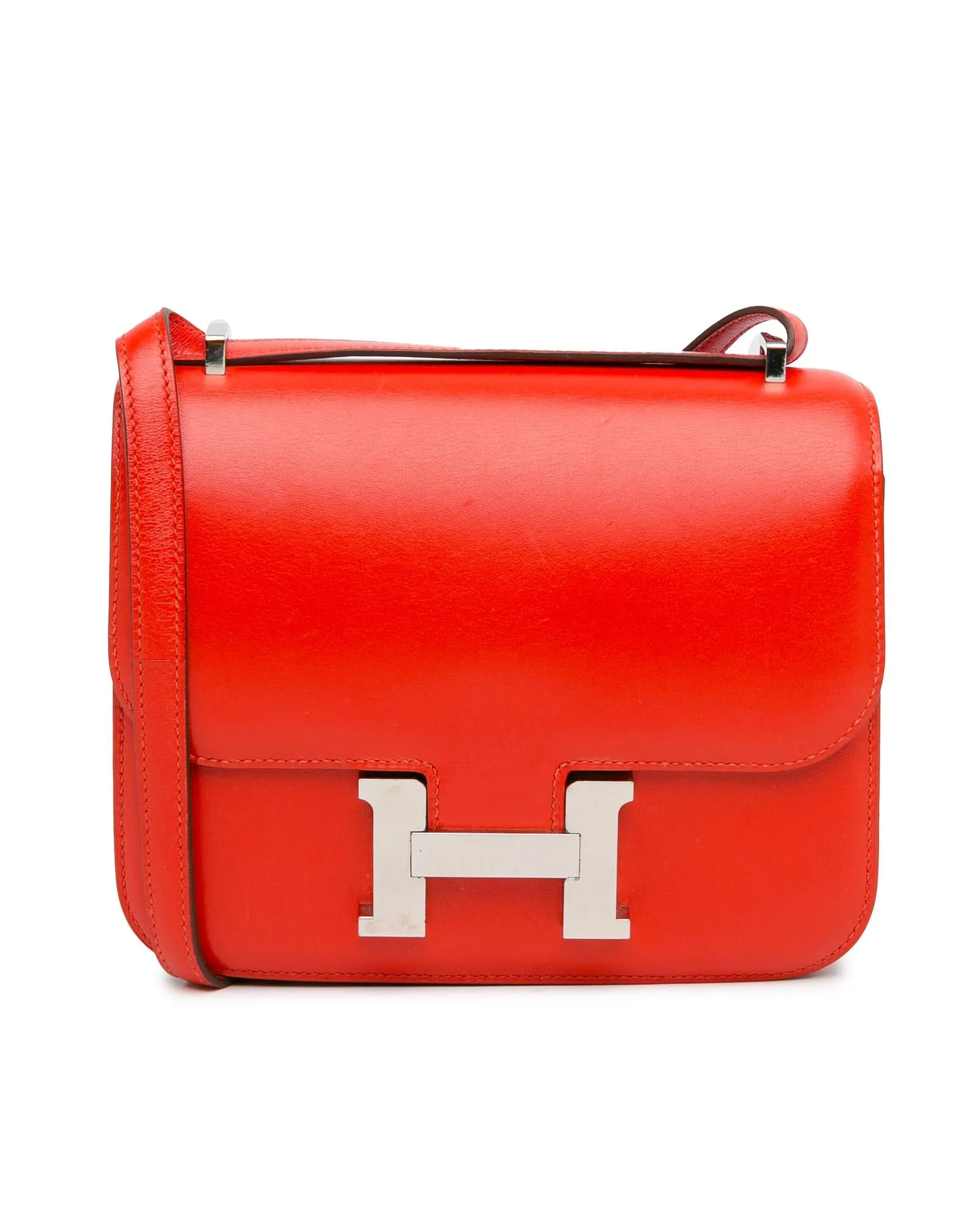 Tadelakt Leather Mini Constance 18 Bag in Rouge Tomate