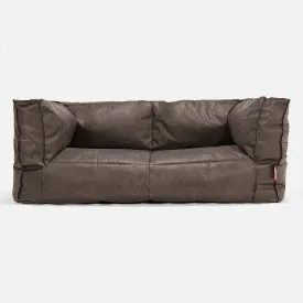 The 2 Seater Albert Sofa Bean Bag - Distressed Leather Natural Slate