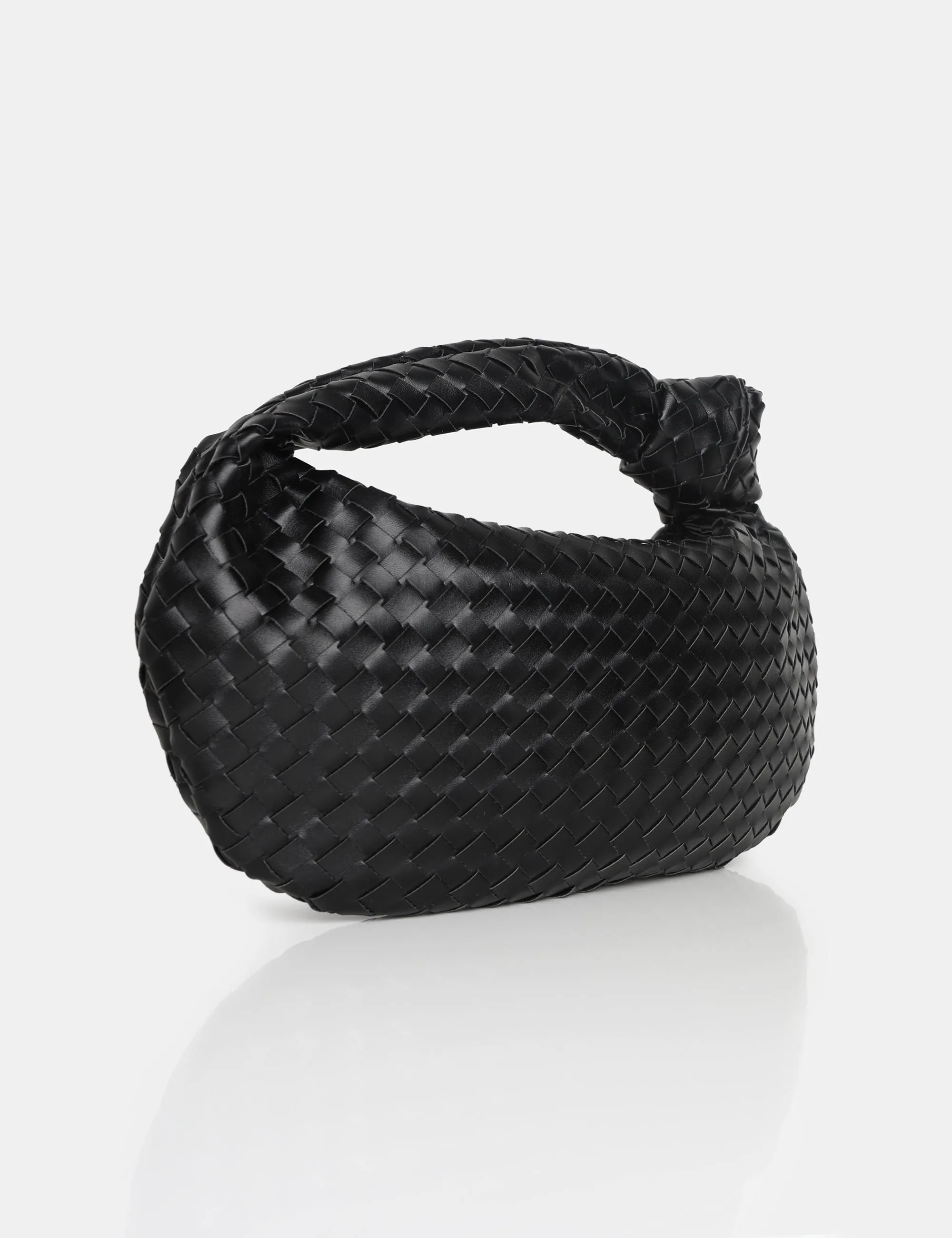 The Blame Black Woven PU Knot Detail Mini Grab Bag