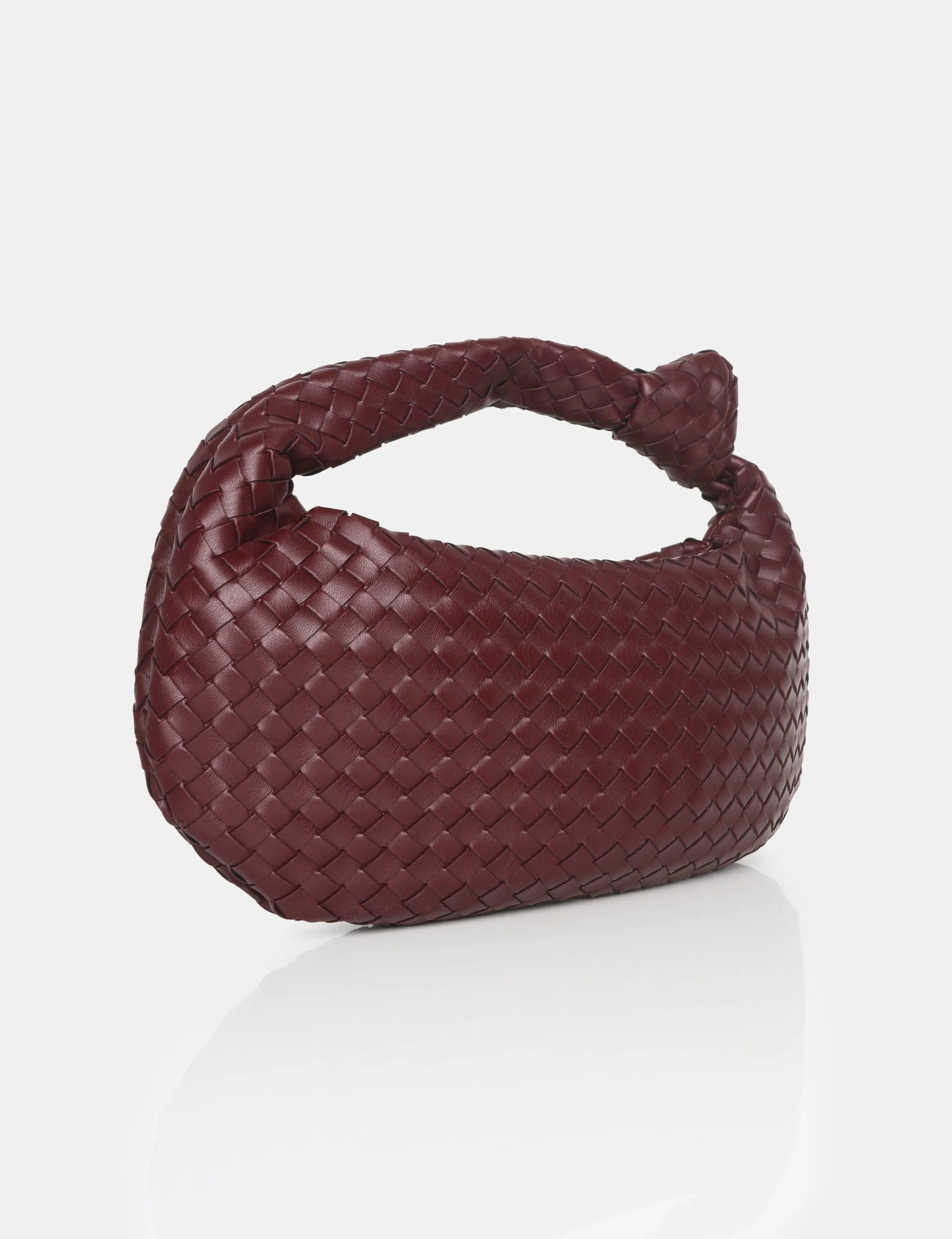 The Blame Burgundy Woven PU Knot Detail Mini Grab Bag