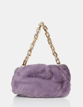 The Bracken Lilac Faux Fur Chain Handbag