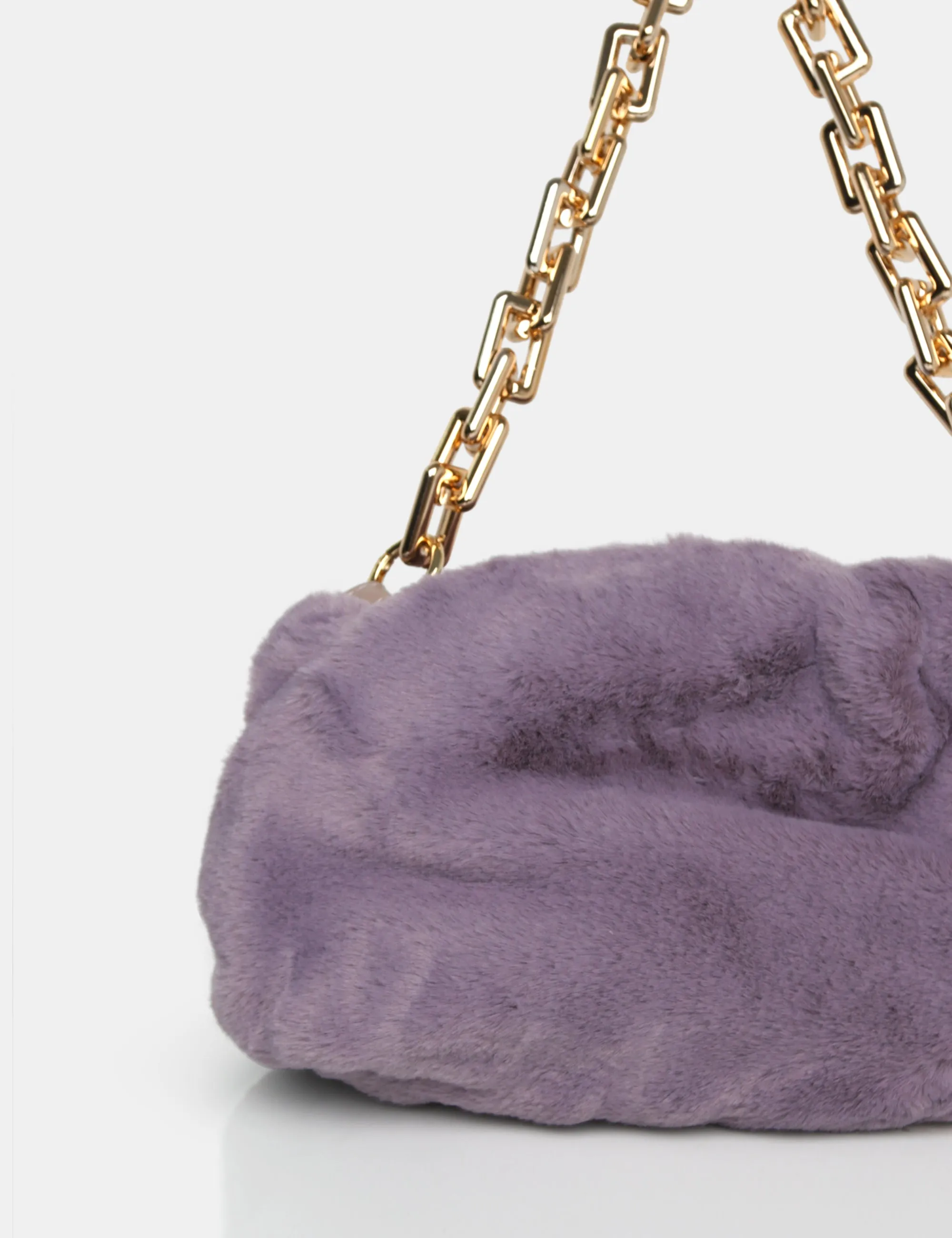 The Bracken Lilac Faux Fur Chain Handbag