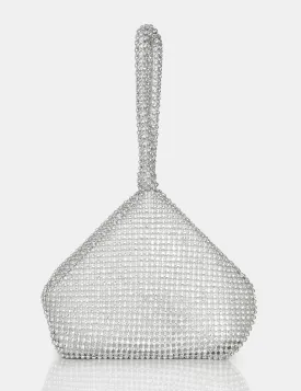 The Marilyn Silver Diamante Mini Pouch Party Bag