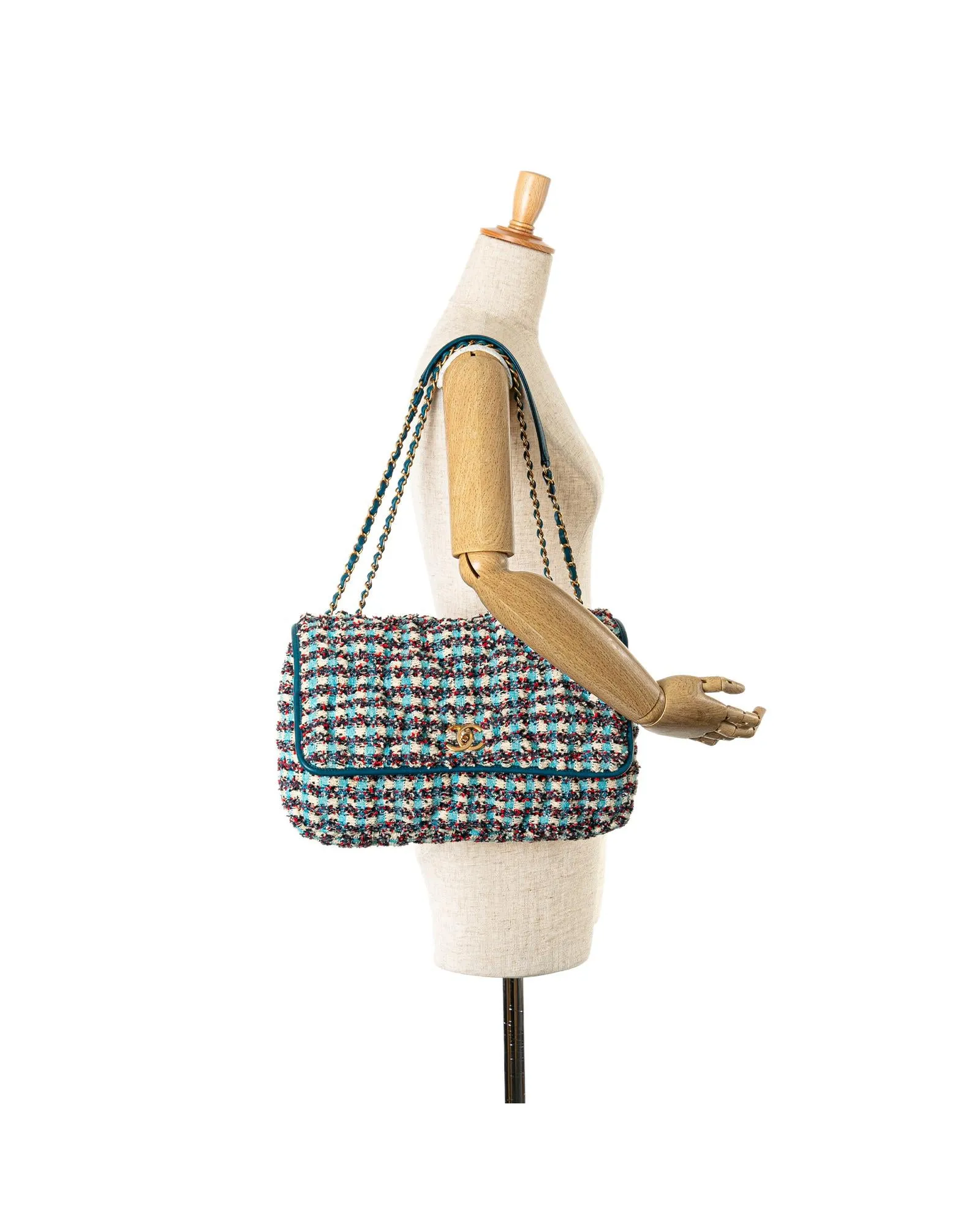 Tweed Crossbody Bag with Single Flap and Chain Strap