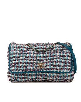 Tweed Crossbody Bag with Single Flap and Chain Strap