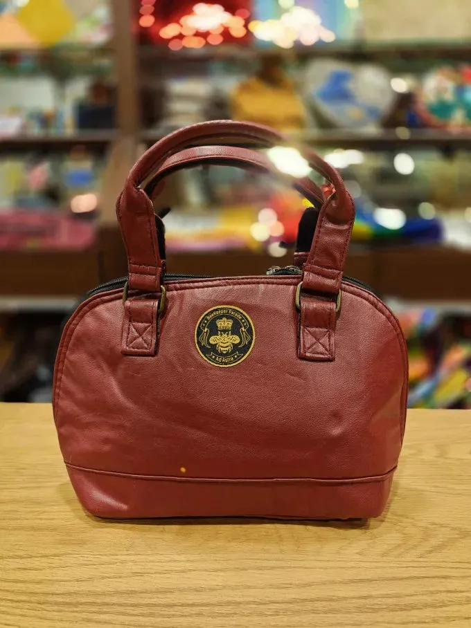 Vegan Leather Burgundy BeeKeeper Clam Shell Handbag