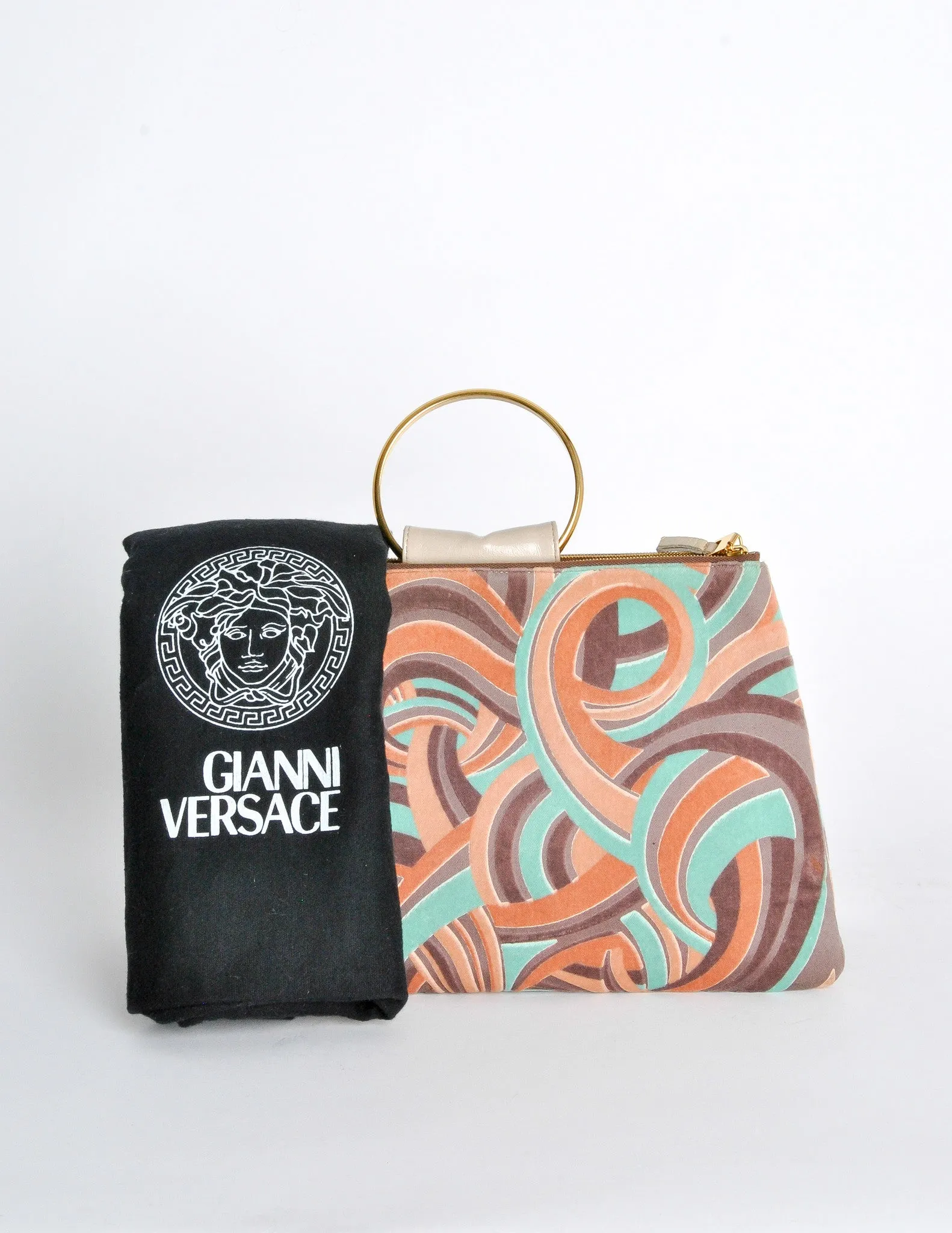 Versace Vintage Printed Velvet Handbag