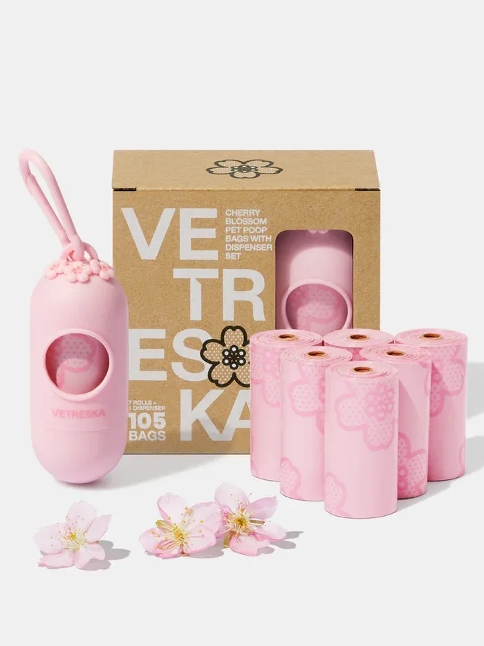 Vetreska Scented Poop Bag Dispensers and Bags| Flora & Cherry Blossom & Strawberry