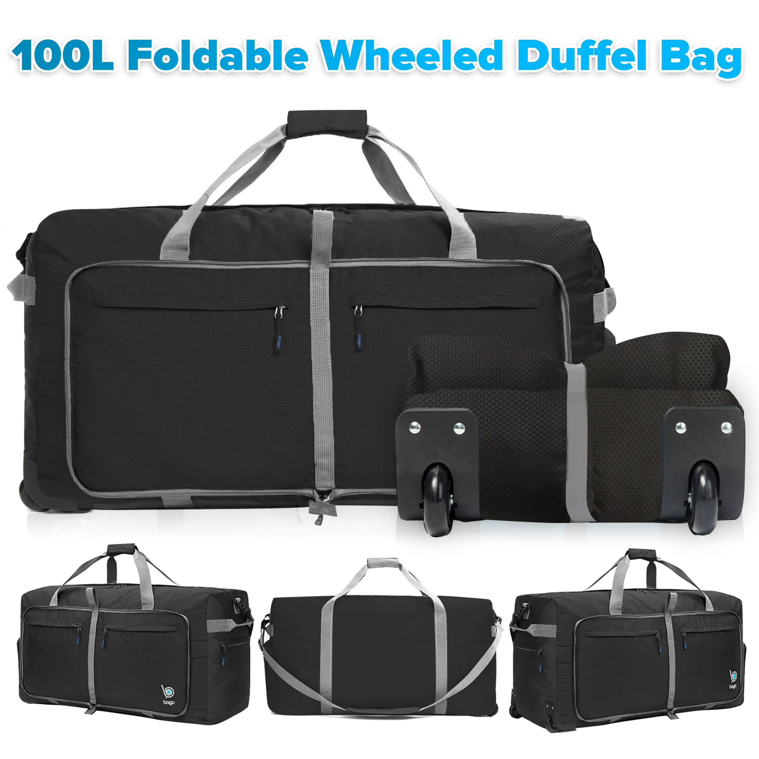 Wheeled Duffle Bag Luggage - 100L Large Rolling Duffel Bag 30 inch Folding Duffle Bag