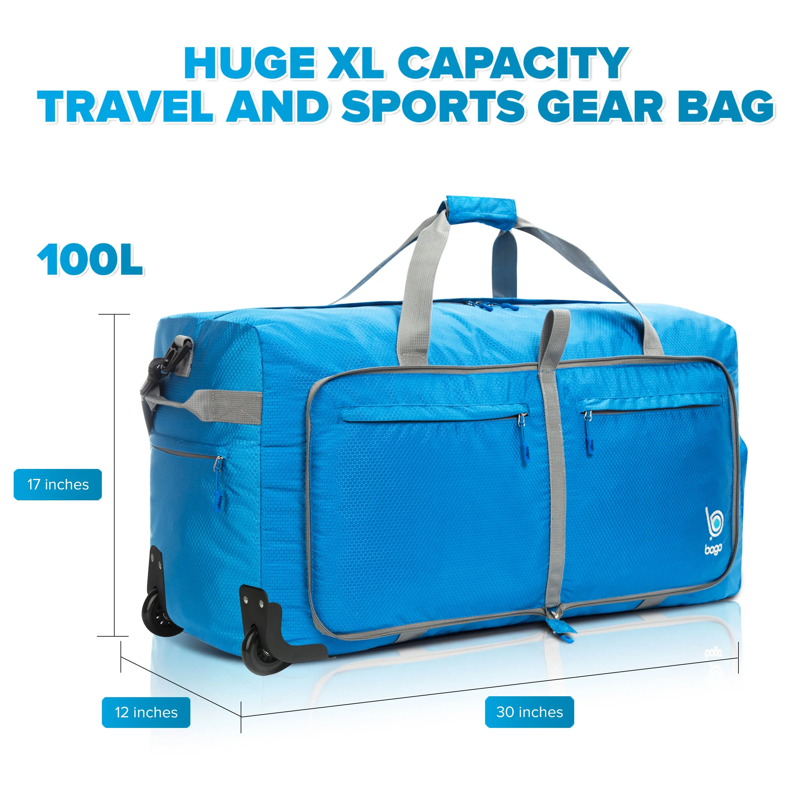 Wheeled Duffle Bag Luggage - 100L Large Rolling Duffel Bag 30 inch Folding Duffle Bag