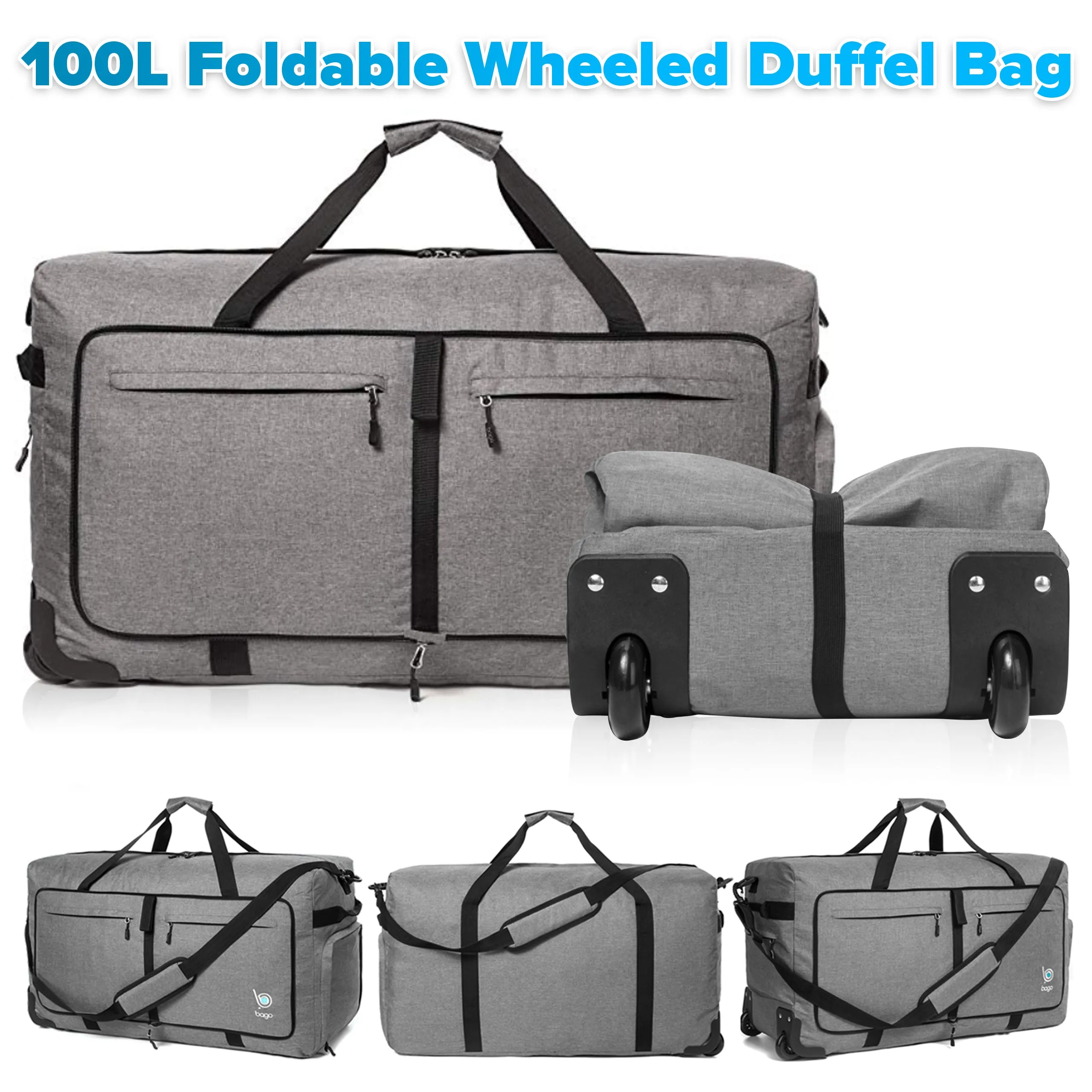 Wheeled Duffle Bag Luggage - 100L Large Rolling Duffel Bag 30 inch Folding Duffle Bag