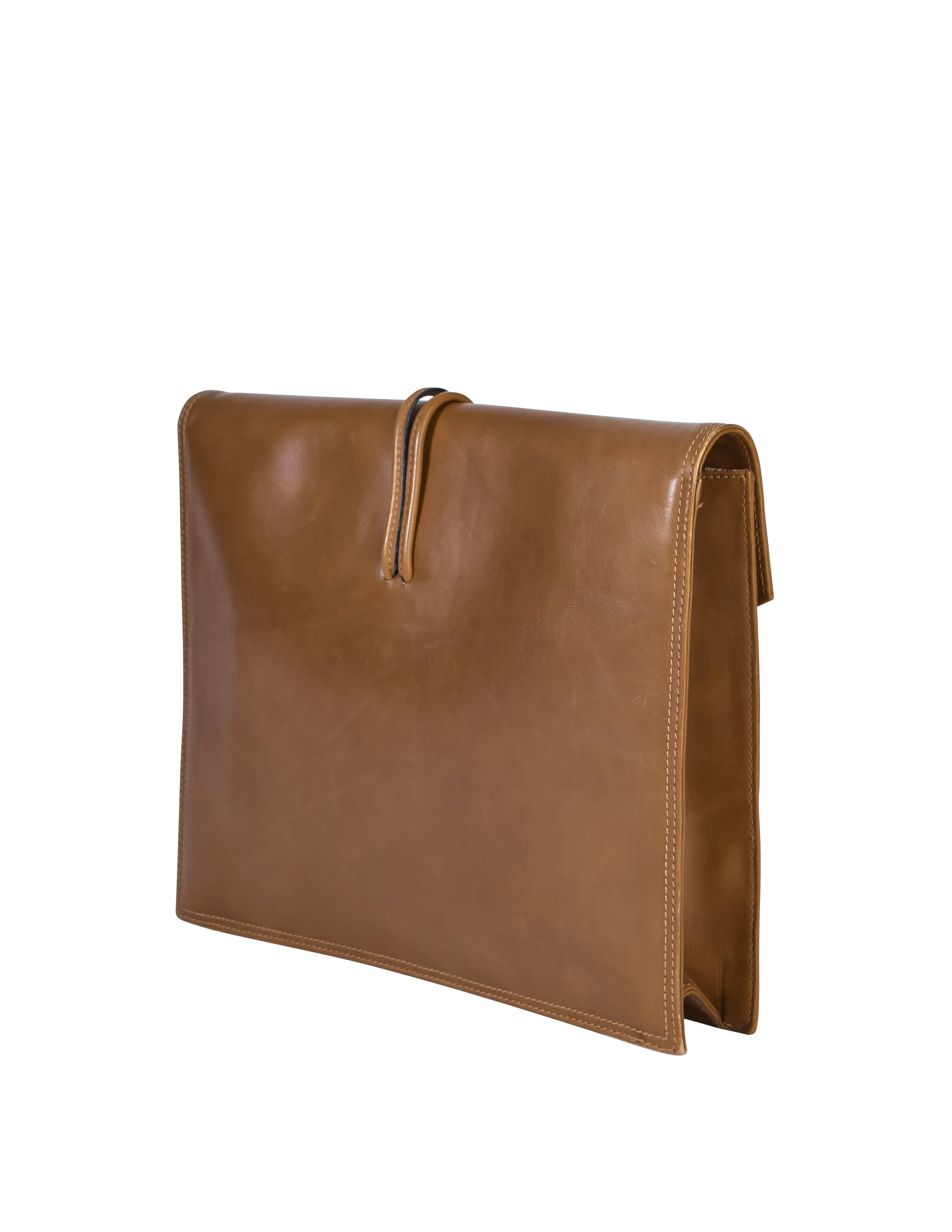 Yves Saint Laurent Vintage Chestnut Brown Leather Envelope Clutch Bag