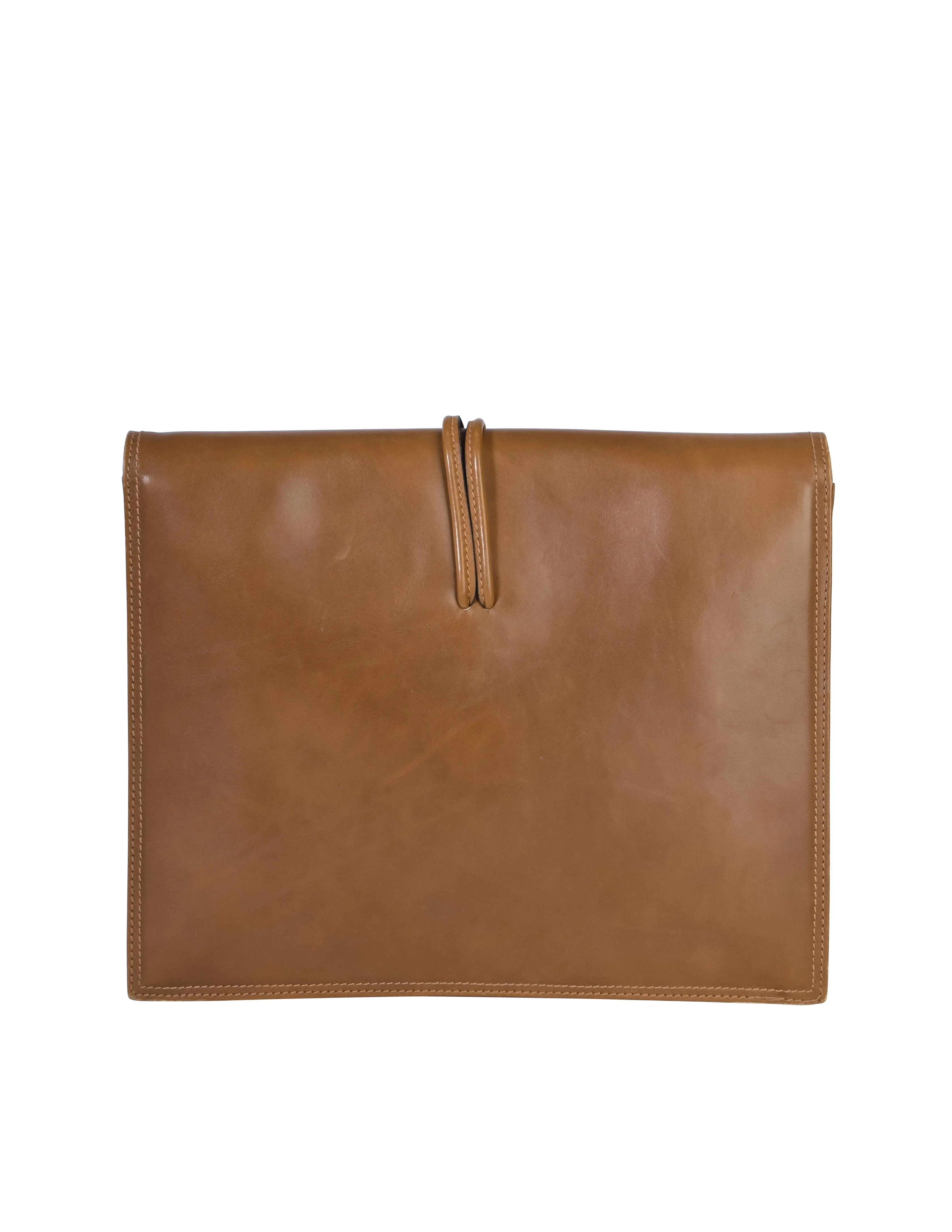 Yves Saint Laurent Vintage Chestnut Brown Leather Envelope Clutch Bag