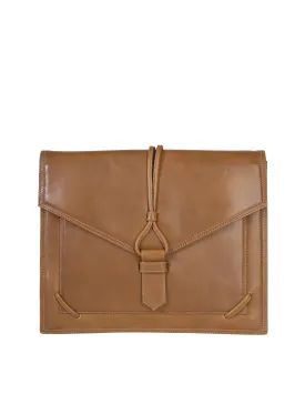 Yves Saint Laurent Vintage Chestnut Brown Leather Envelope Clutch Bag